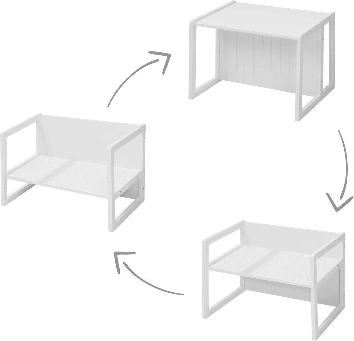 roba - Ensemble table enfant 3 hauteurs réversible, blanc, style campagne