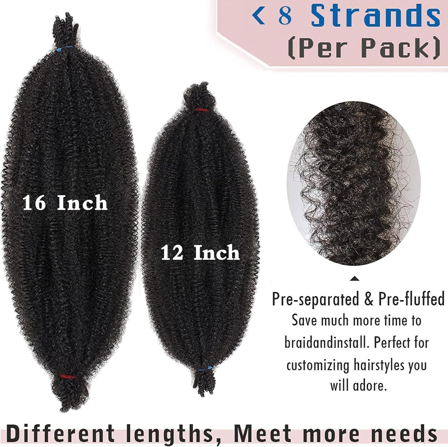 Xtrend - Springy Afro Twist - 16 pouces - 8 packs, cheveux pré-séparés, synthétique, extension crochet, T27#