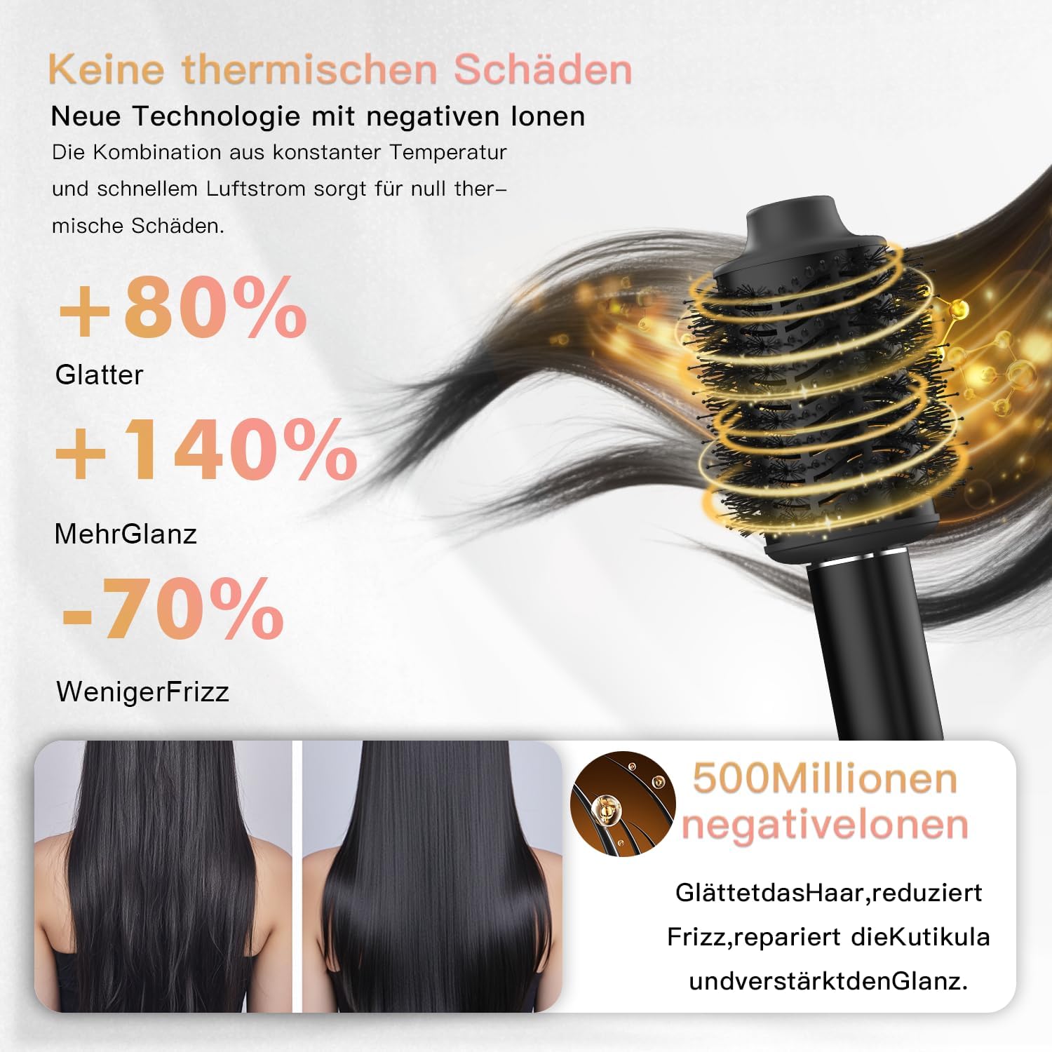 Kit de coiffage 9 en 1 - 1400W - brosses multifonctions - volumiseur