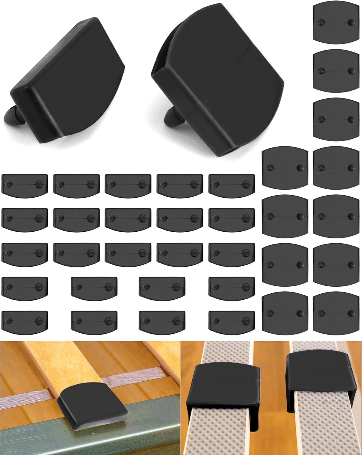 QWORK - 36 pcs capuchons et supports centraux - 5,5x0,9cm - remplacement plastique pour lattes