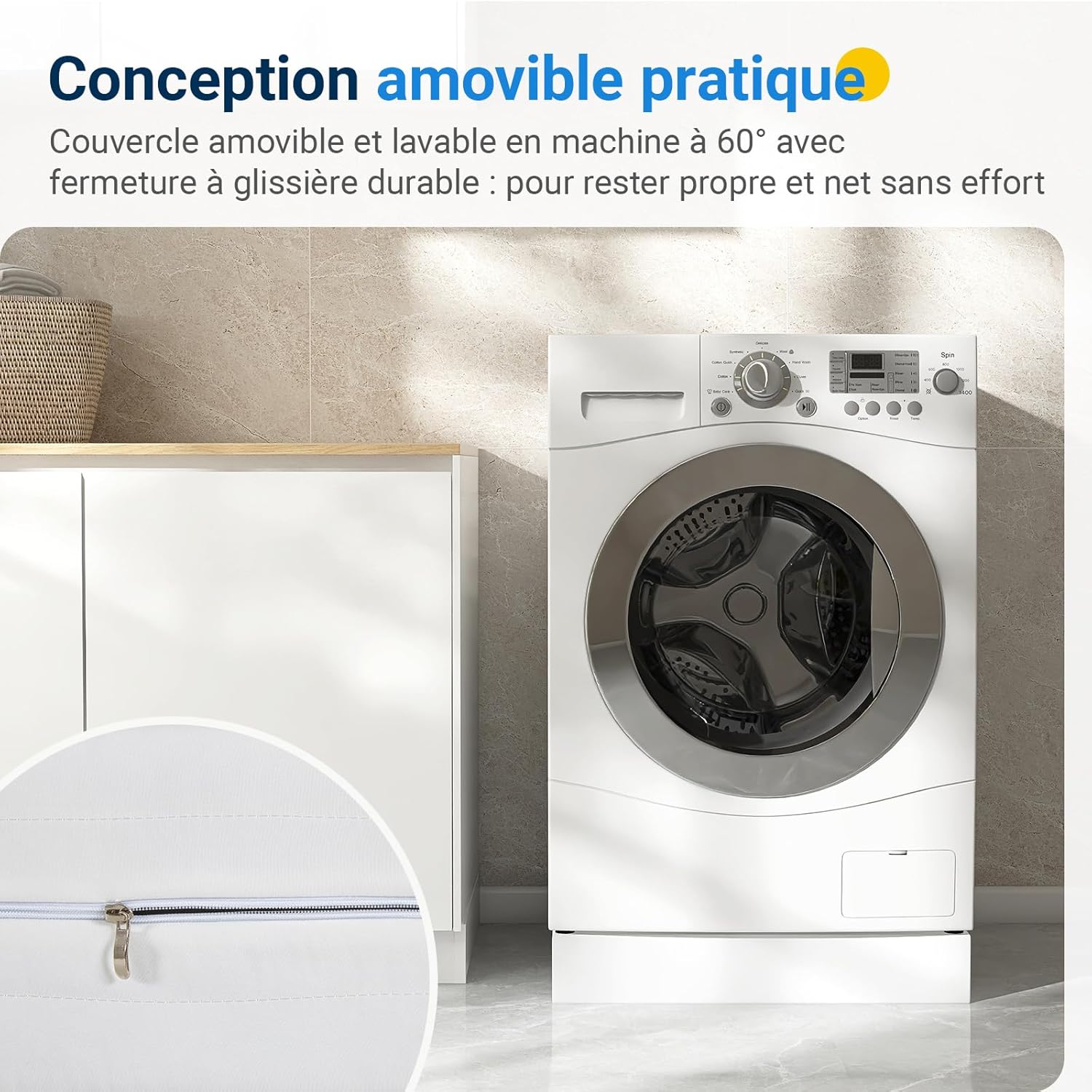 Avenco - Matelas série bambou - 160x190 cm - mousse, 7 zones, housse amovible, H3/H4