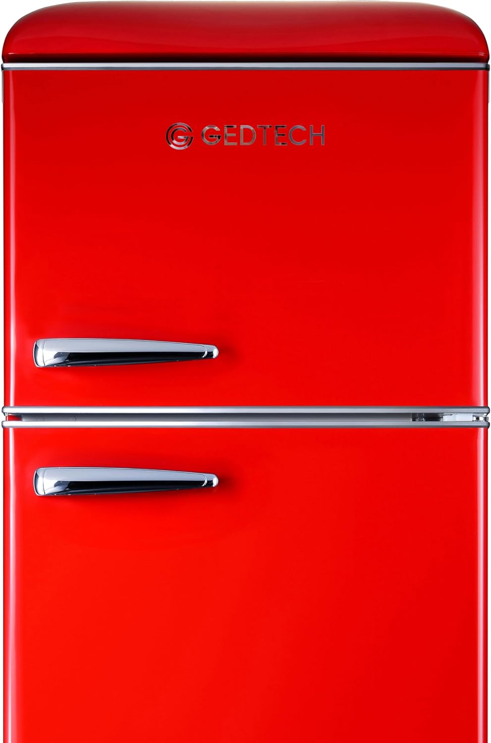 GEDTECH - Réfrigérateur vintage double porte 215L, congélateur haut, faible consommation, GDPV215RD