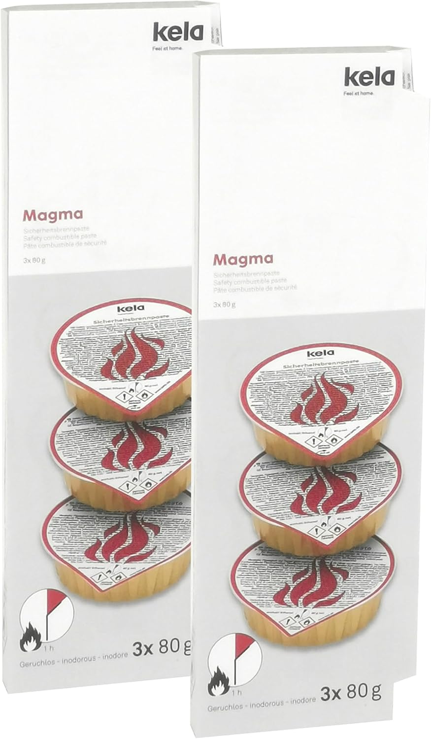 Kela - pâte combustible MAGMA - 6x80g - éthanol, sécurité fondue