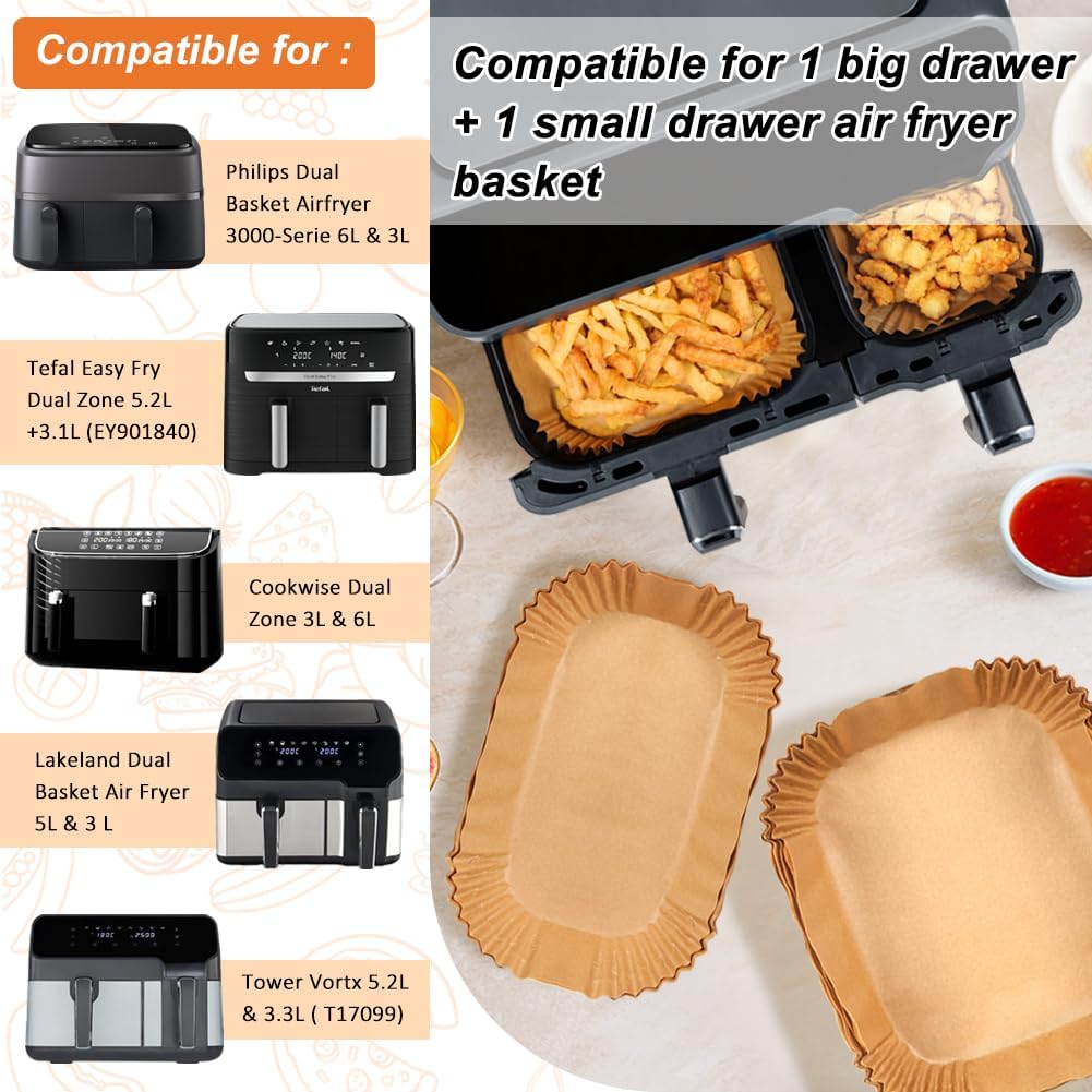 BYKITCHEN - Papier cuisson airfryer, 5,2/3,1L, lot 100pcs, EZ9018