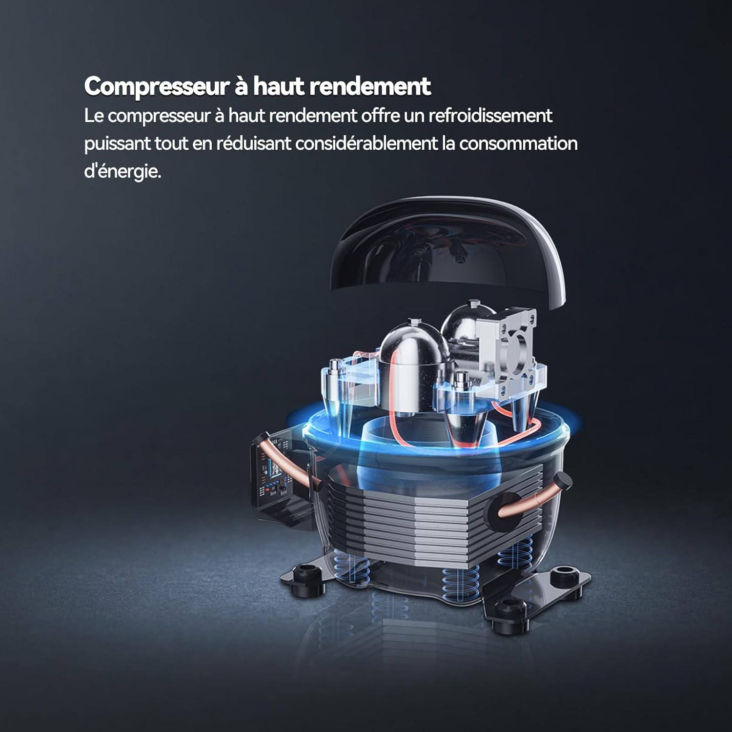 magictec - réfrigérateur vintage, 179 cm, 236L, No Frost, alarme, rose