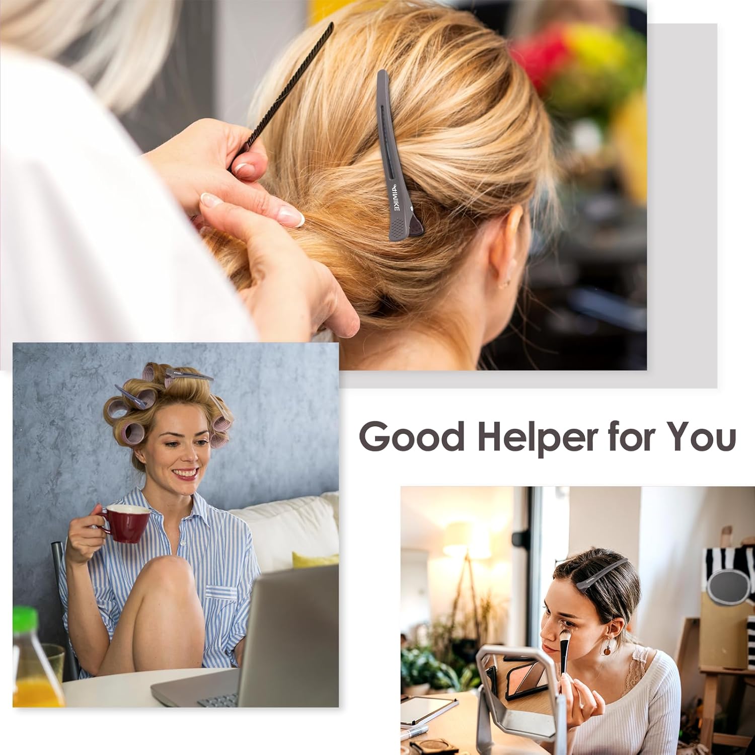 AIMIKE - pinces crocodile cheveux - 12pcs - antidérapantes, bec de canard, neutre