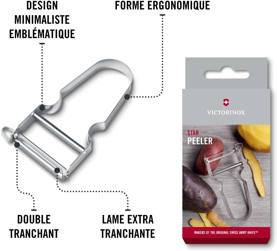 Victorinox - STAR Éplucheur double lame métal, ultra tranchant, Swiss Made