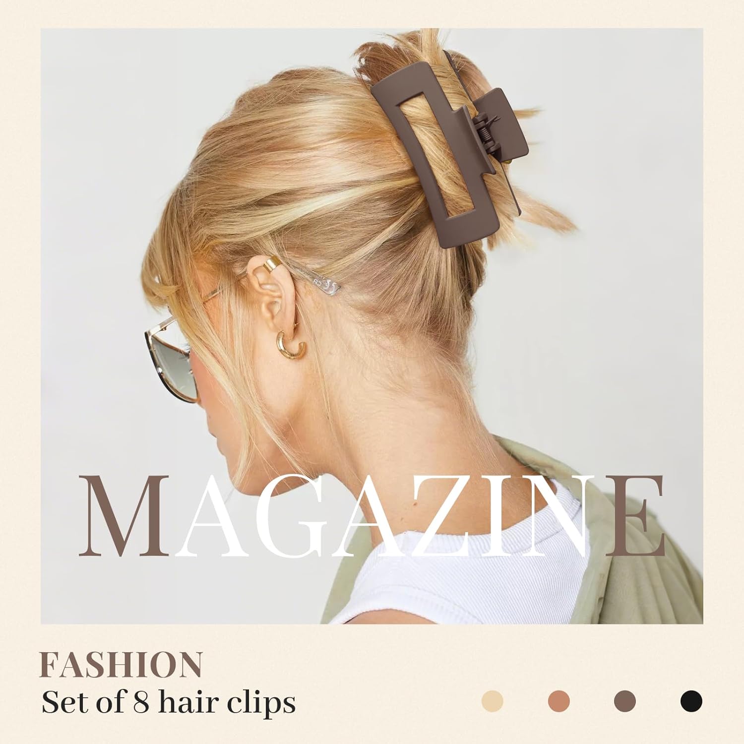 Kavya - 8 pinces cheveux femme - 10.5cm - grip antidérapant, épais