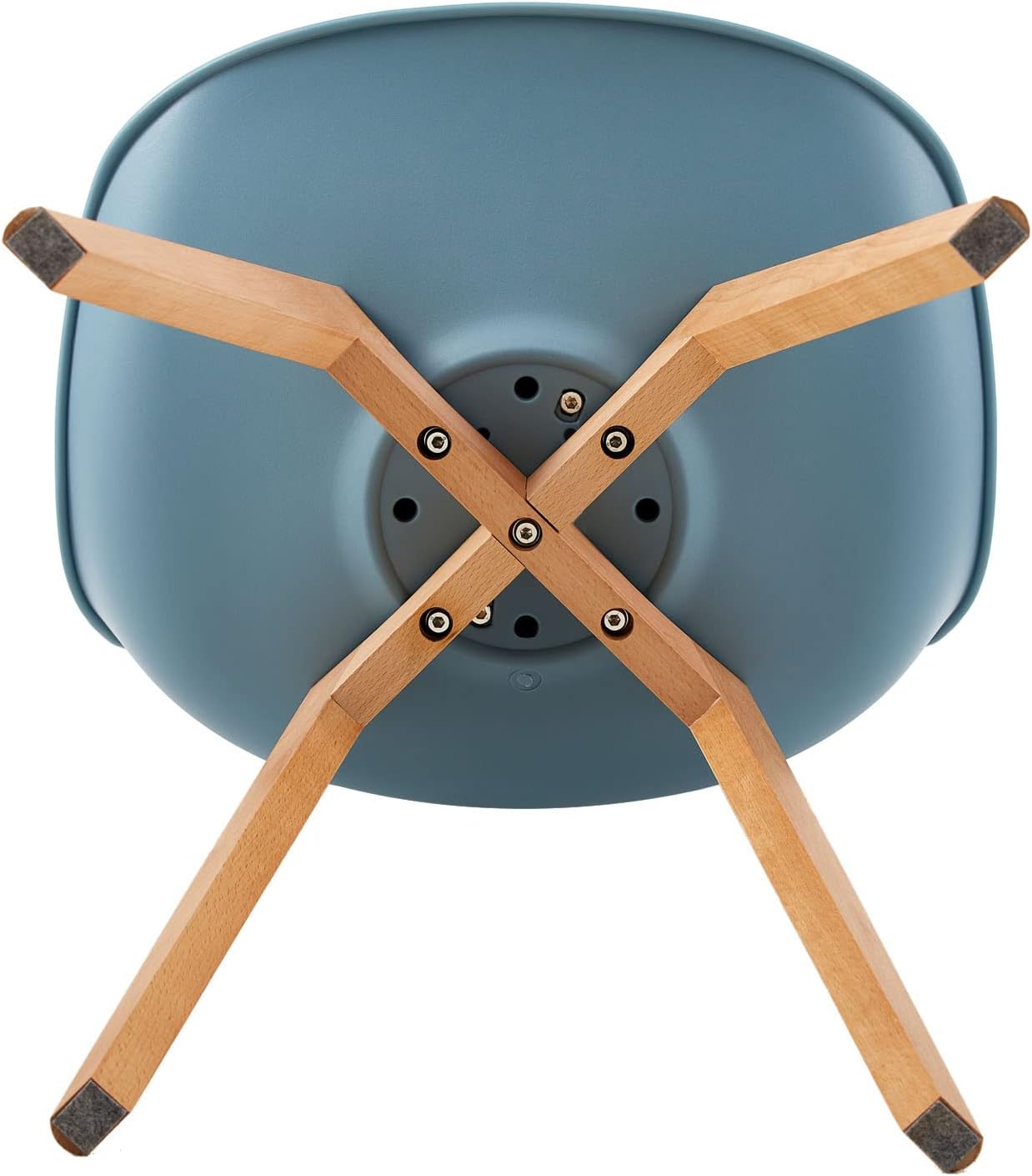 EGGREE - chaises salle à manger lot de 8 - bois hêtre - rembourrées bleues