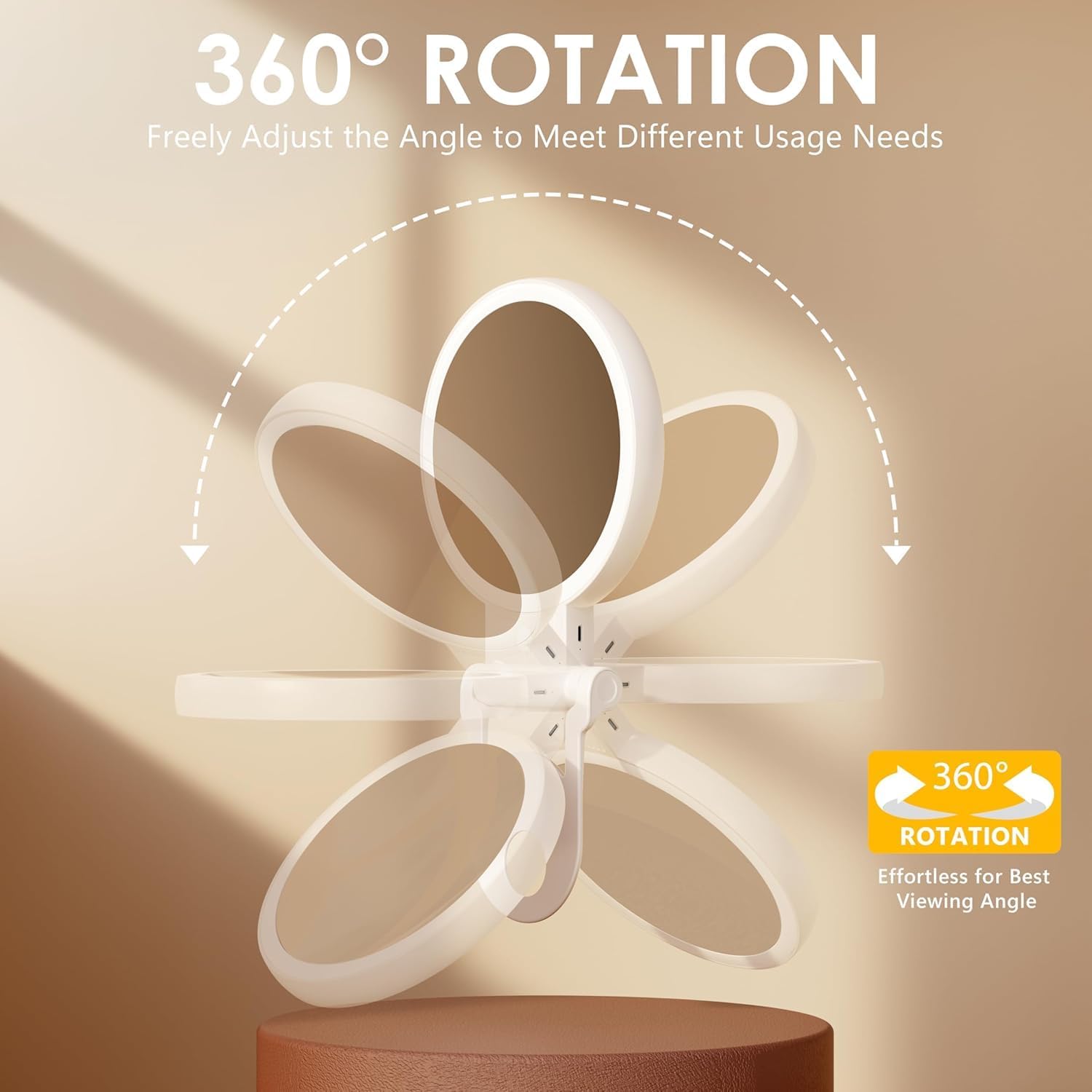 Auxmir - miroir double face, 20X/1X, LED, rechargeable, pliable, portable