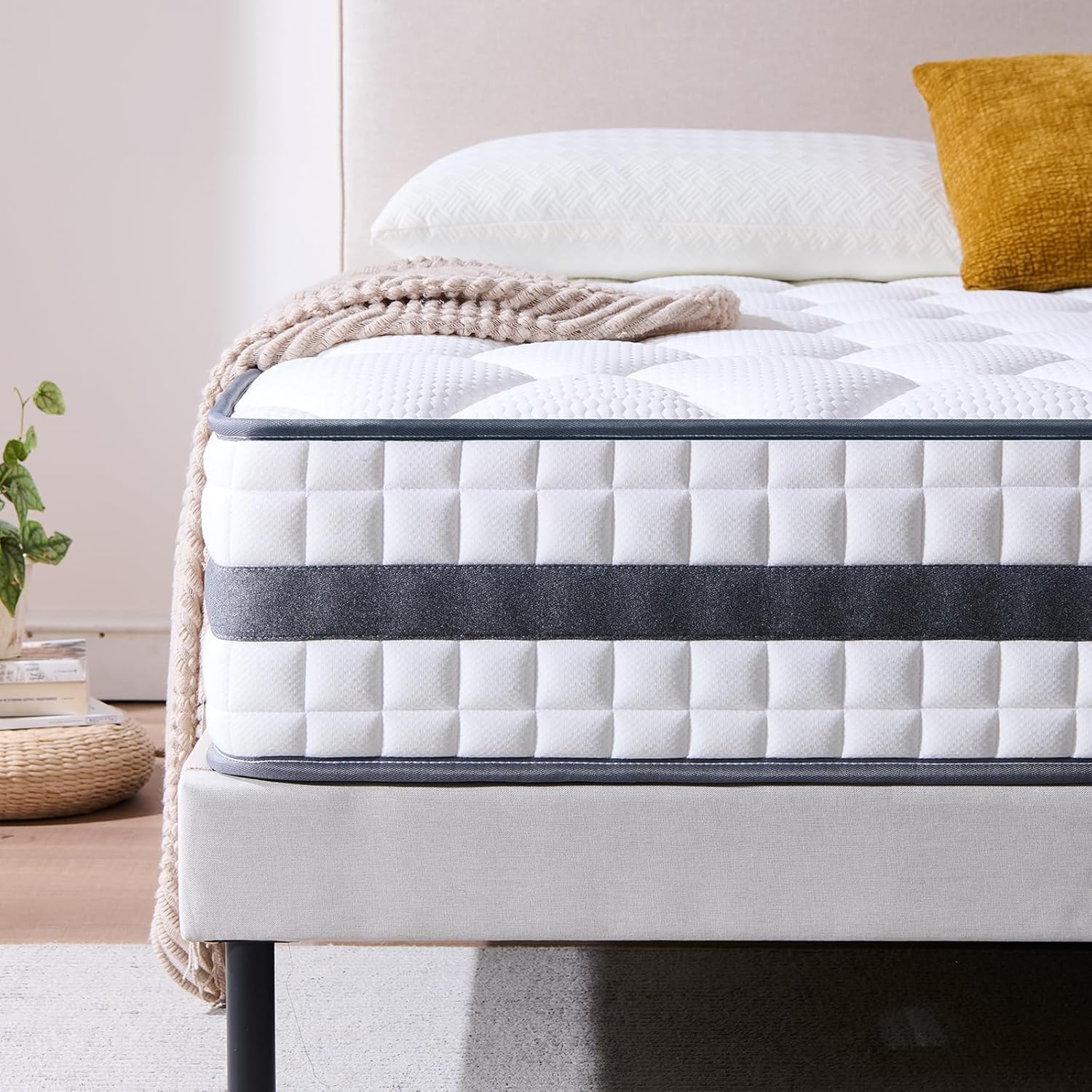 Matelas hybride - mousse mémoire & ressorts - 140x190x22 cm - doux, respirant