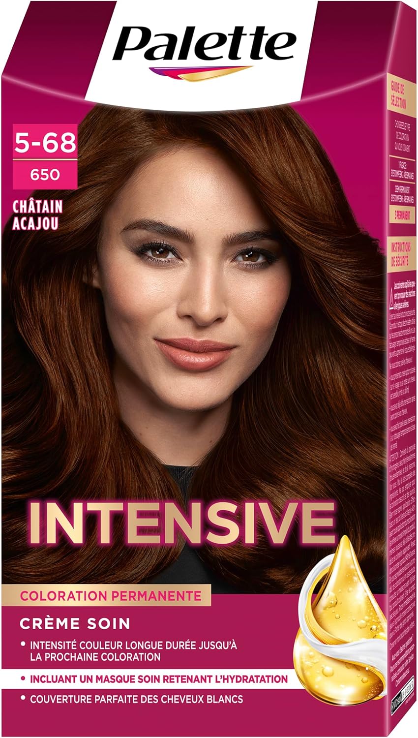 Schwarzkopf - Palette Coloration Crème Permanente - 100% couvrance blancs - 8 semaines - Chatain Acajou 650