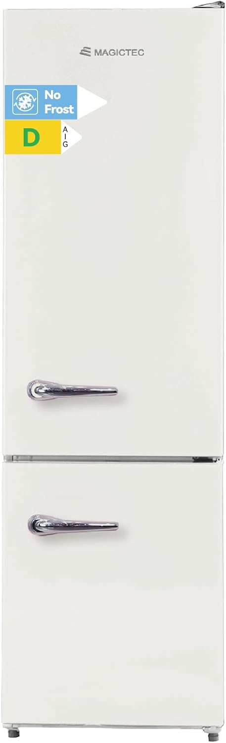 magictec - réfrigérateur vintage 179cm, 236L, No Frost, alarme, crème