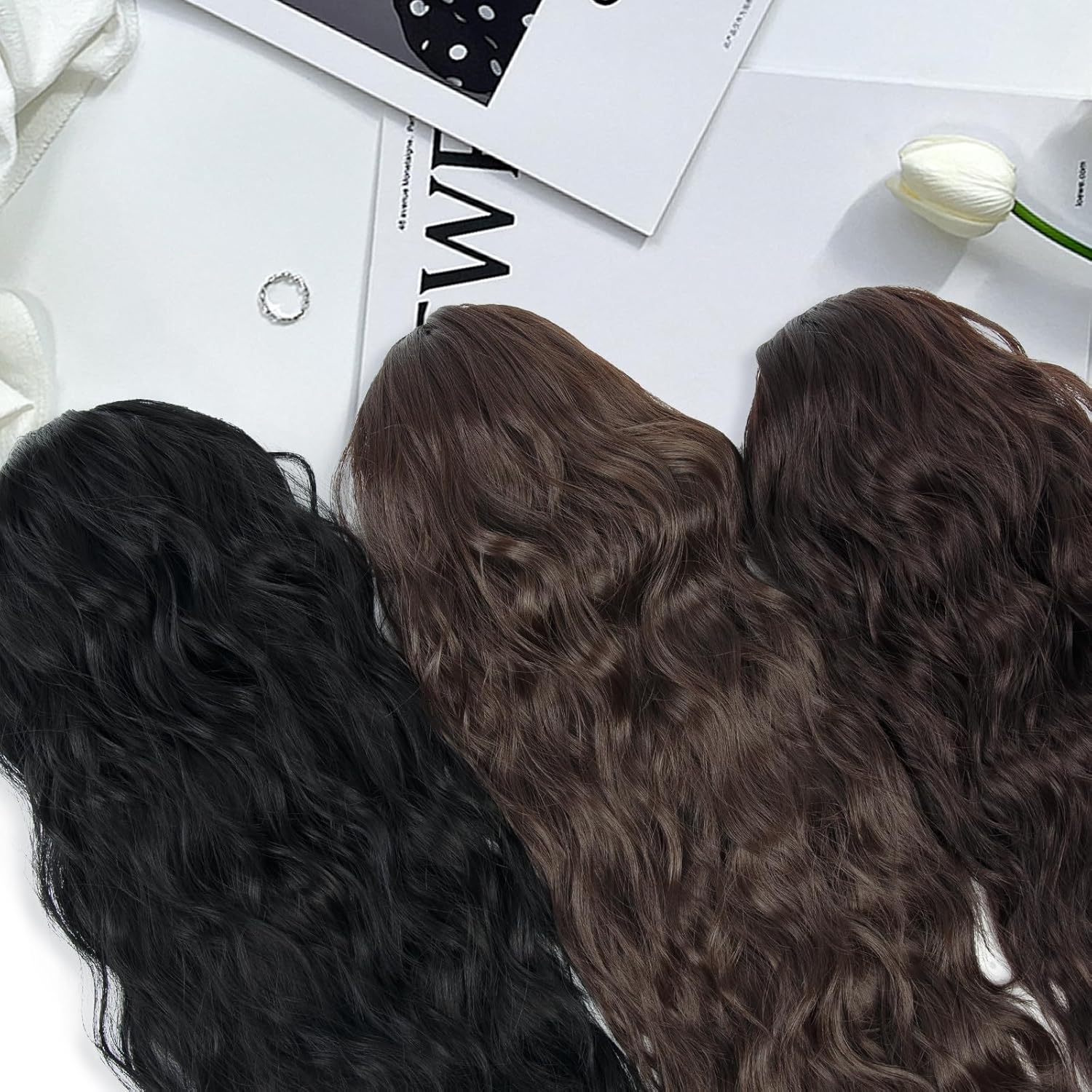 AliLeader - Extension queue de cheval ondulée 66cm - cheveux naturels - 6A#