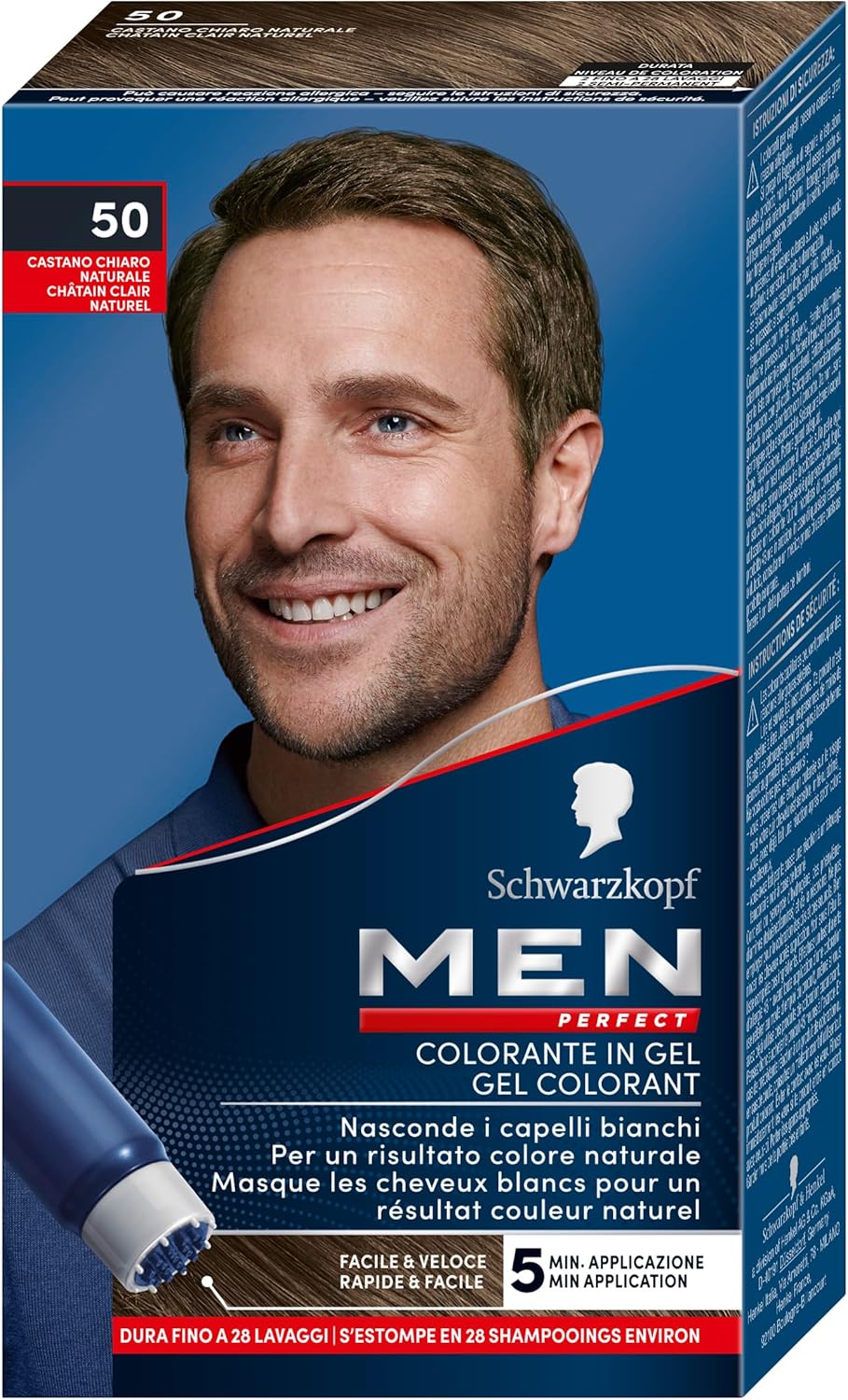Schwarzkopf - Men Perfect - gel colorant rapide, naturel, sans ammoniaque - châtain clair 50
