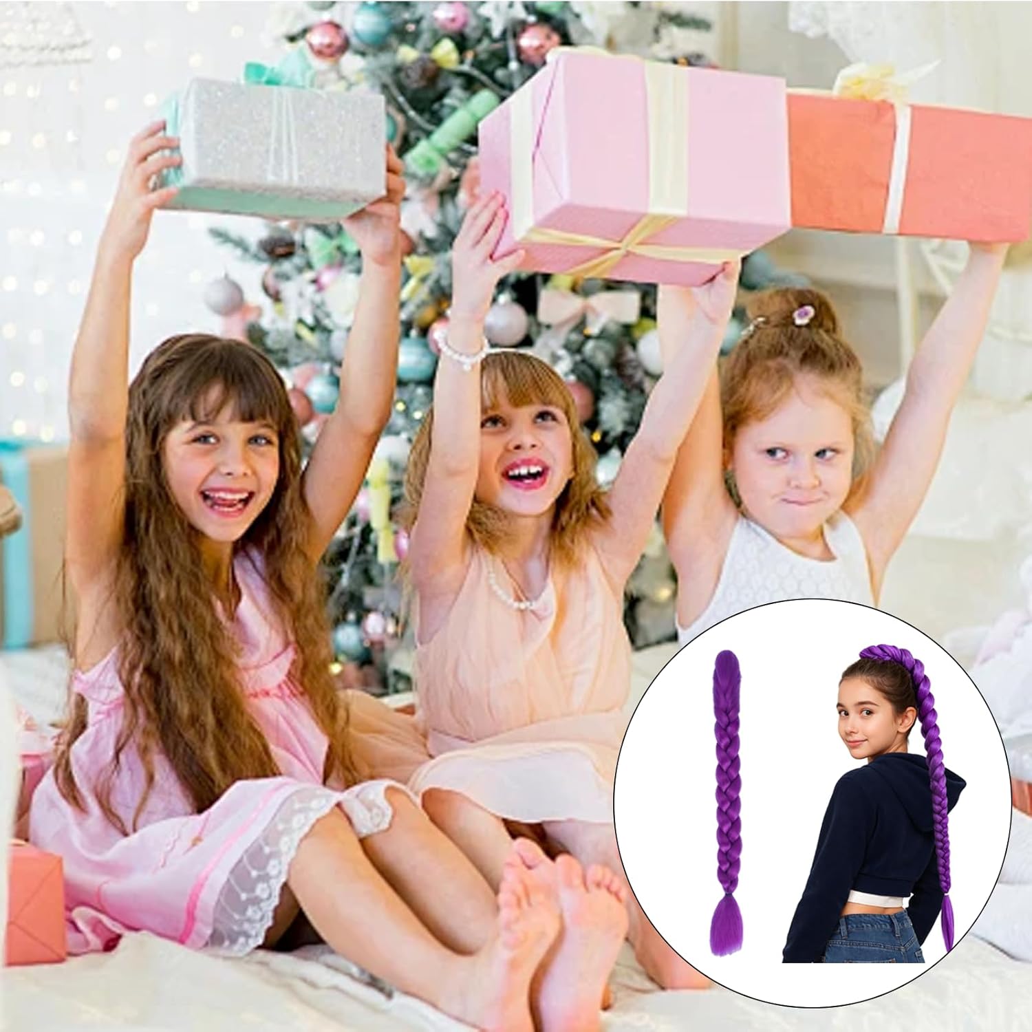 Rajout cheveux tressés - Violet Yaki - longueur variable - fibre synthétique basse température, style africain