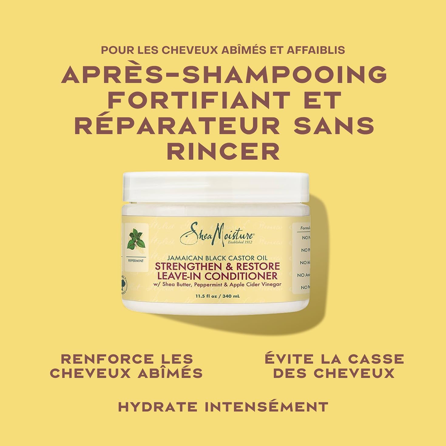 SheaMoisture - Strengthen & Restore - 2x431ml - Après-shampooing sans rinçage, cheveux bouclés, huile de ricin