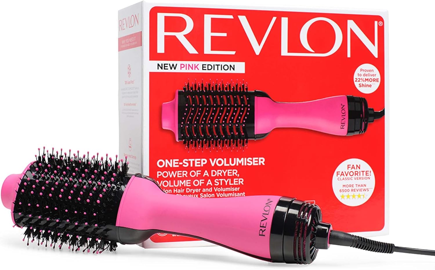 Revlon - Sèche-cheveux One-Step, rose, ionique, céramique, cheveux longs - RVDR5222PE