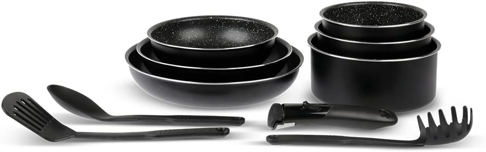 Sitram - Batterie de cuisine alu pressé 10 pièces induction poignée amovible - 713497