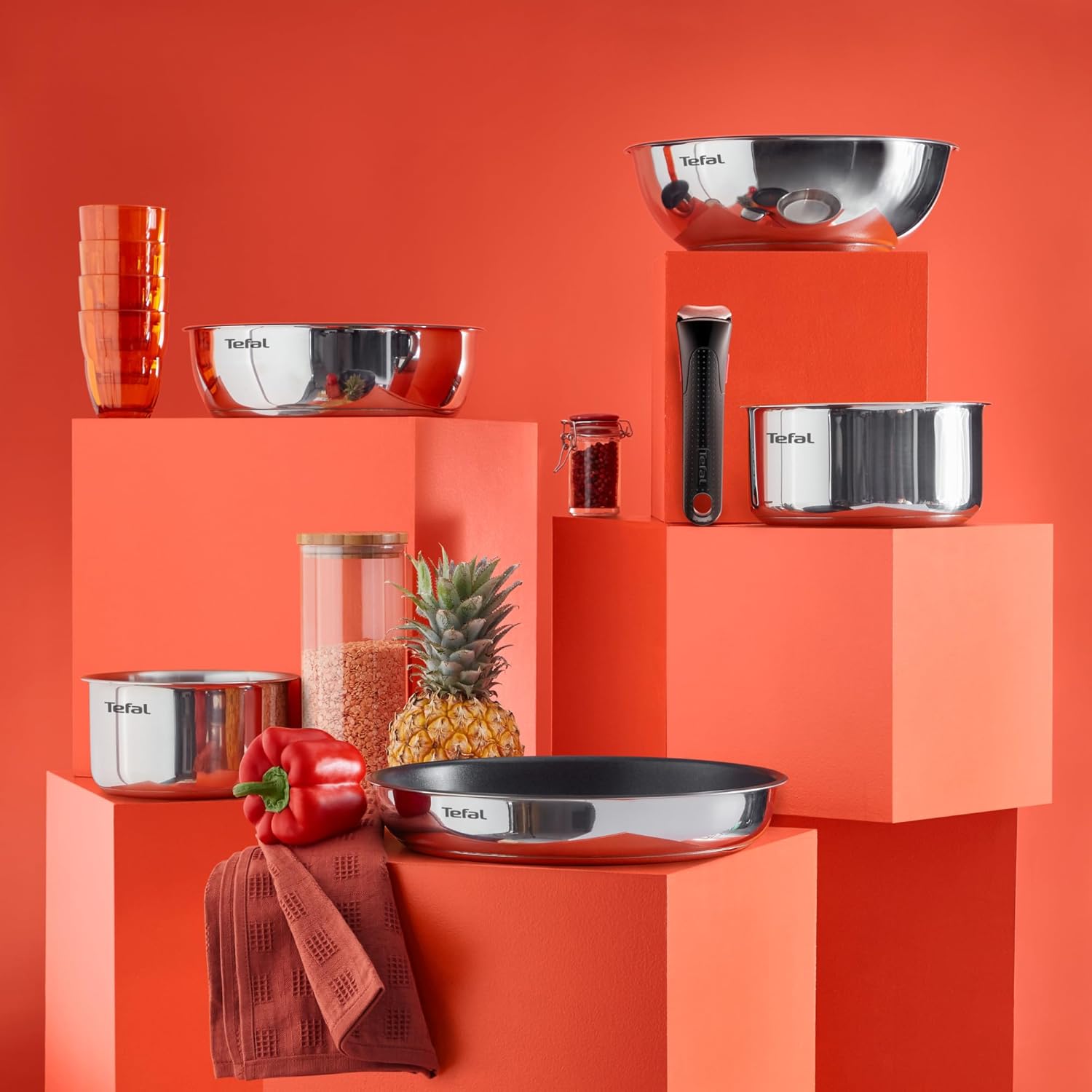 Tefal - Ingenio Emotion - batterie 8 pièces, inox, induction, poignée amovible, L8979804