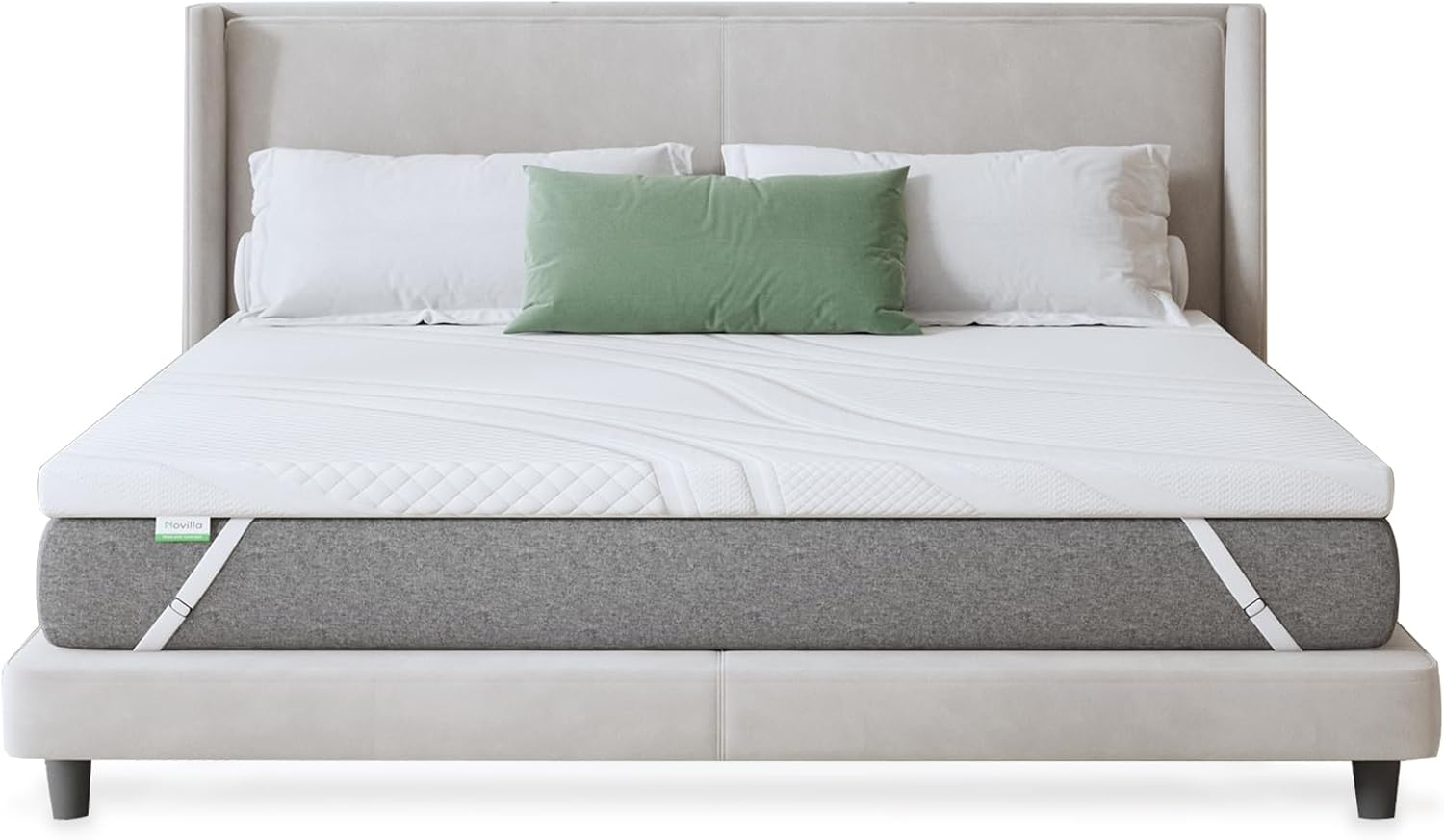 Novilla - surmatelas Confort Gel - 150x190 cm - mousse mémoire, doux, antidérapant, lavable