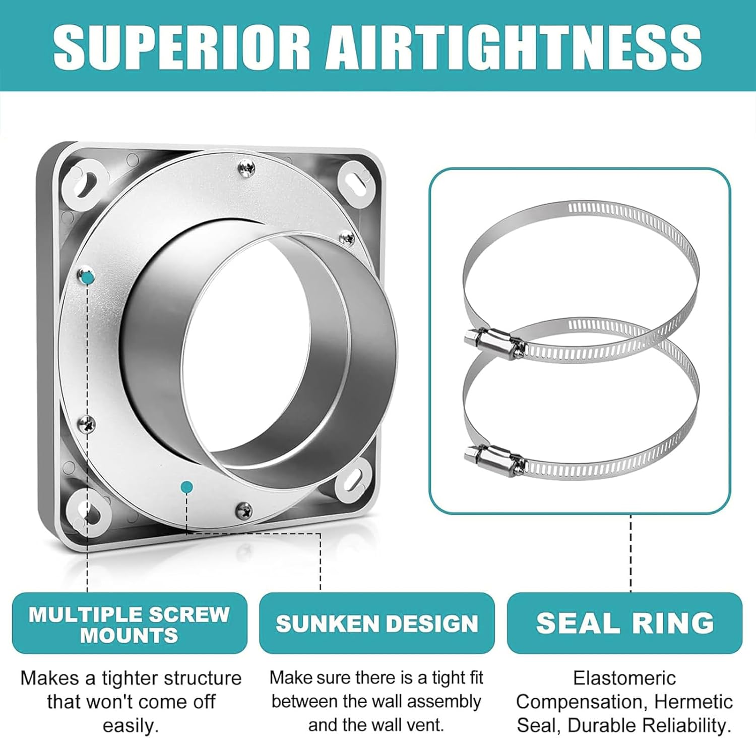 Fafeicy - Kit conduit sécheuse magnétique, 4 pouces, tuyau alu 10 cm