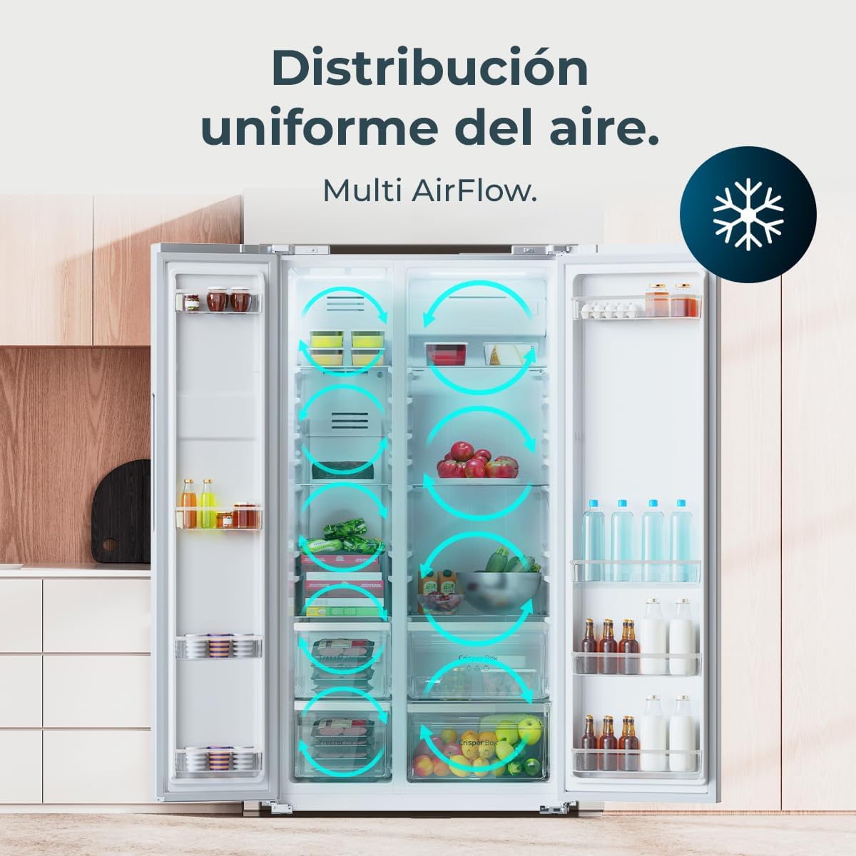 Cecotec - Bolero CoolMarket SBS 562 - 562L - No Frost, Inox, Classe D, modes Eco/Vacances, SBS 562