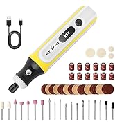 Plusieurs vues de produits d'une lime à ongles électronique ou d'un outil de manucure montrant les accessoires, le câble de charge et différentes têtes de lime à ongles dans les couleurs beige et blanc.