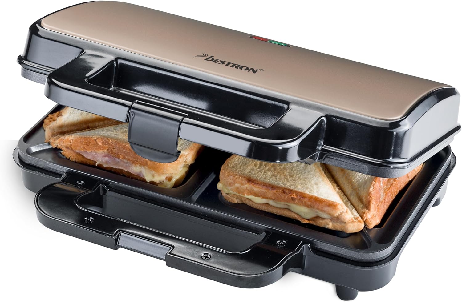 Bestron - Croque Monsieur compact - 2 sandwiches - antiadhésif, température auto, beige