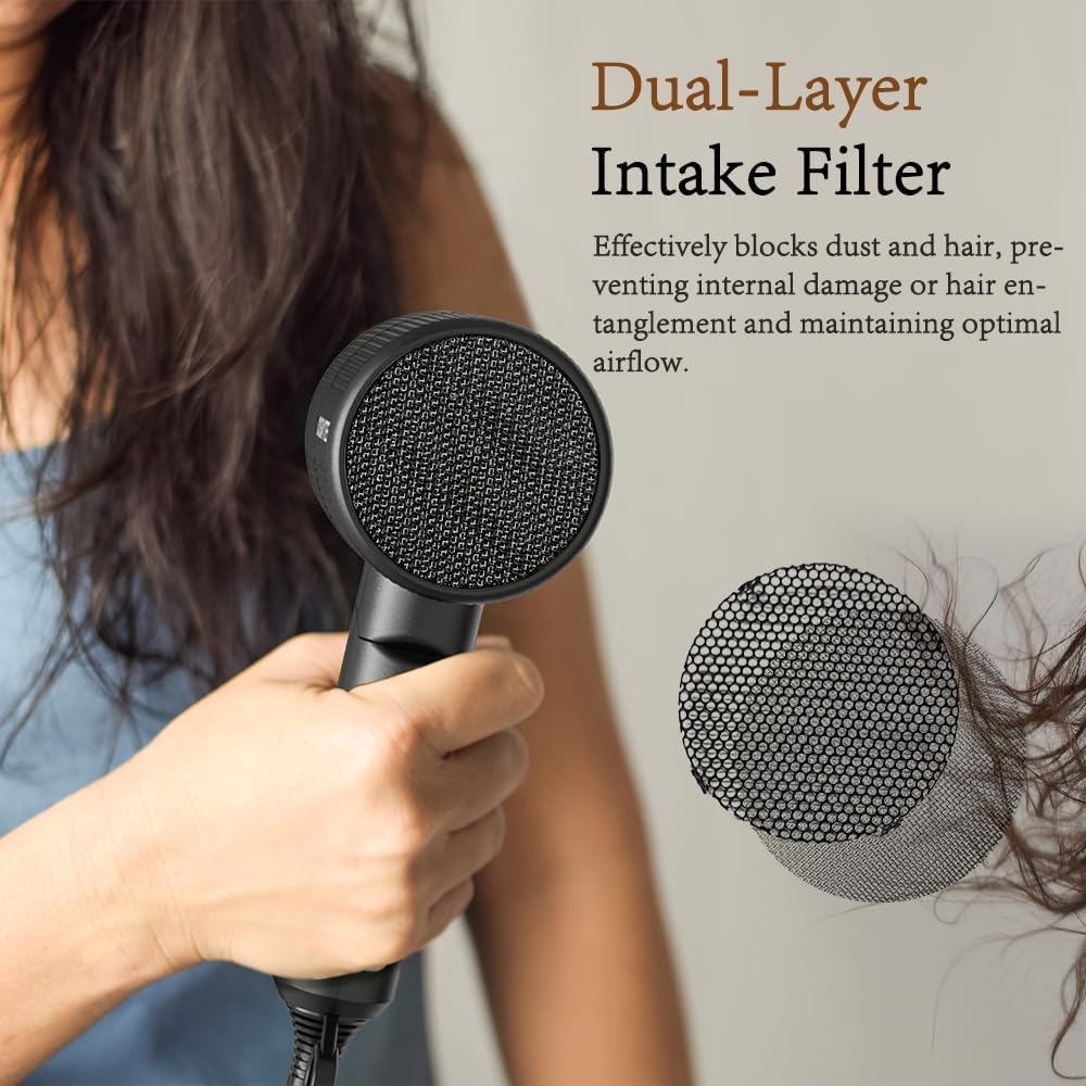 RESCIEN - Sèche-cheveux ionique pliable - 10x7x19cm - 2000W, léger, sèche rapidement, voyage - 2026