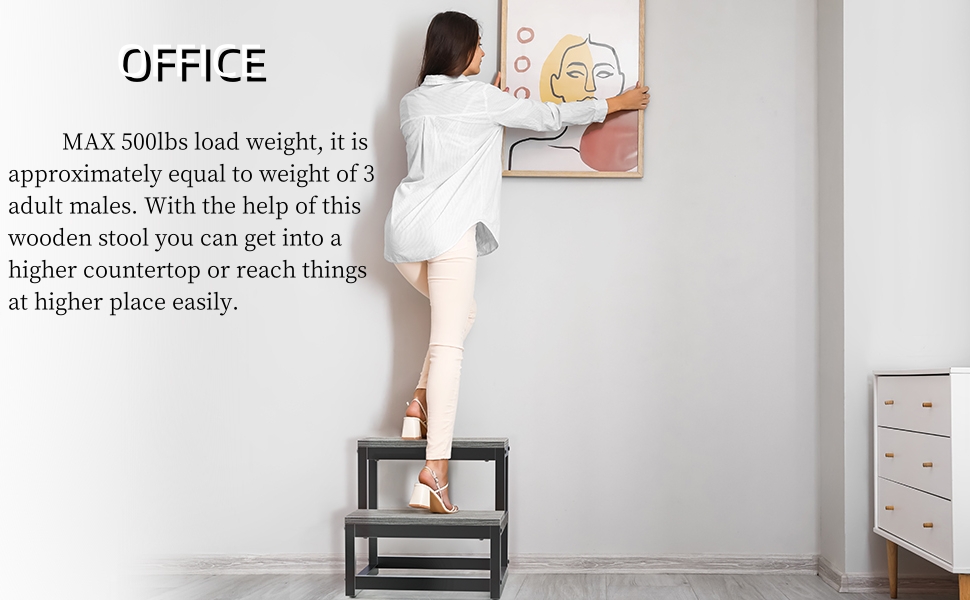 supportant une personne qui prend de la hauteur. Le texte décrit une capacité de charge de 500 livres, soit l'équivalent de 3 hommes adultes