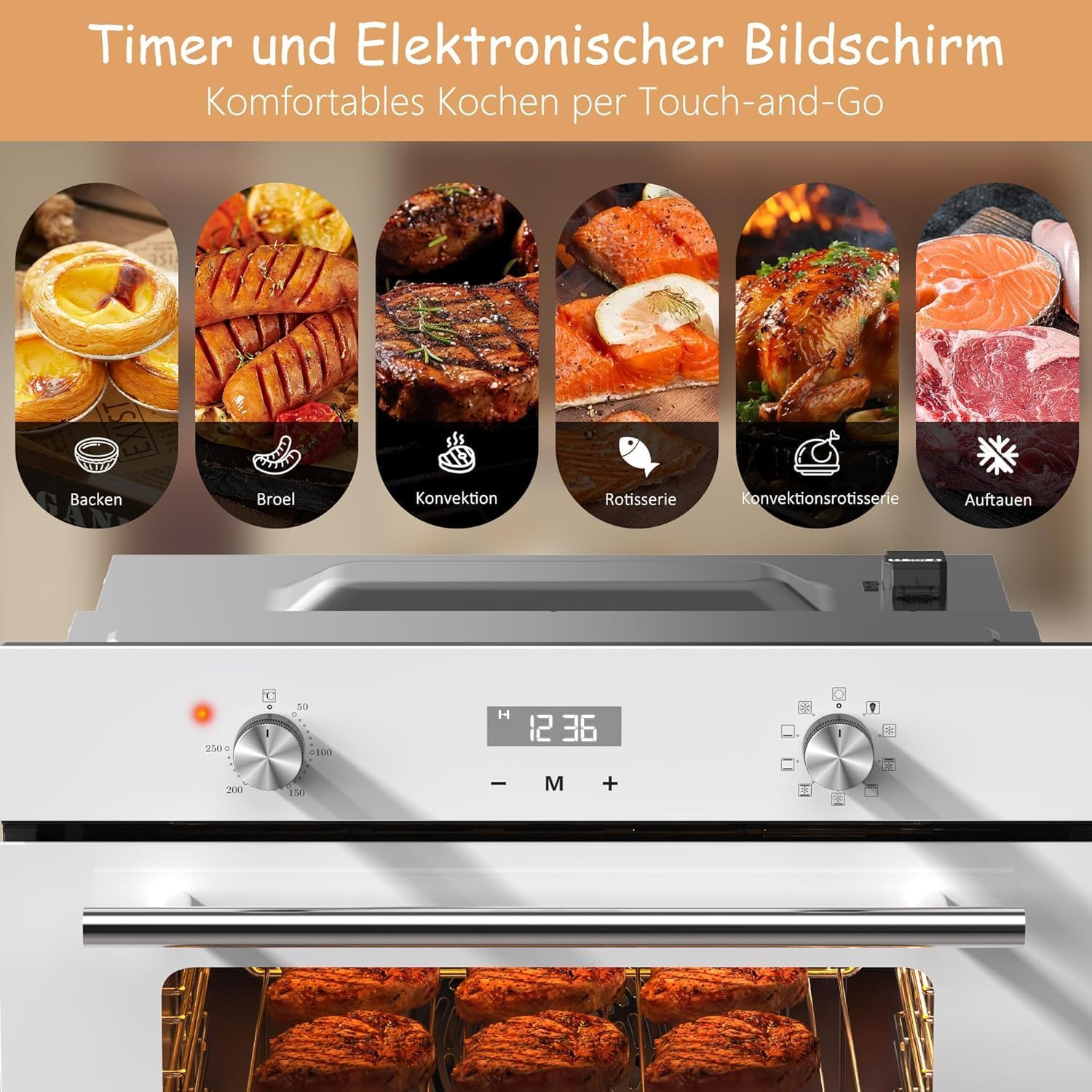 Disaenvir - four encastrable 60cm, 60L, 9 fonctions, grill, 2200W