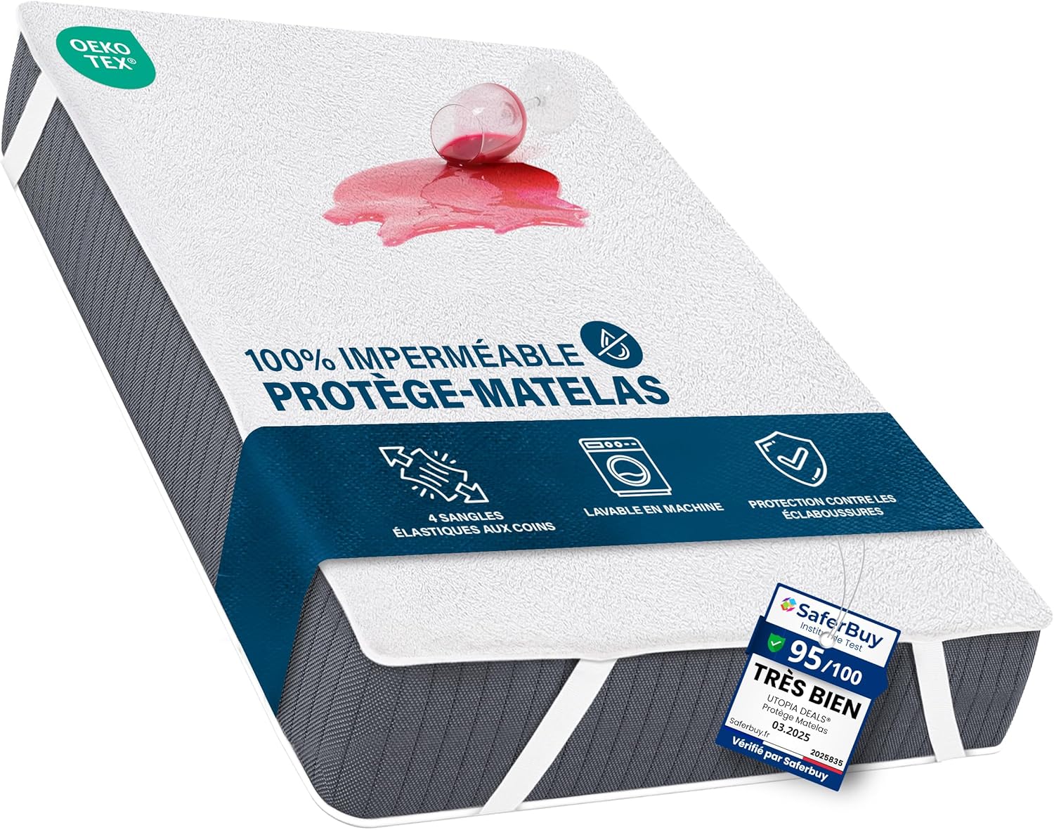 Utopia Bedding - Protège-matelas imperméable - 100x200 cm - élastiques coins, Oeko-TEX, respirant