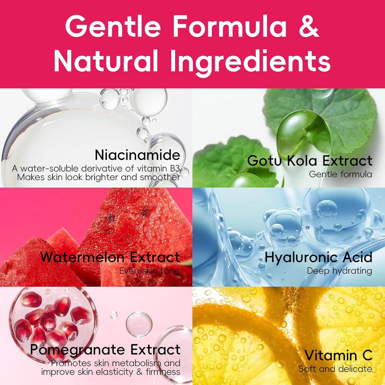 Kit de soins de la peau anti-âge - 6 pièces - peptides, fruits, vitamine C, céramides, réduit rides et peau morte