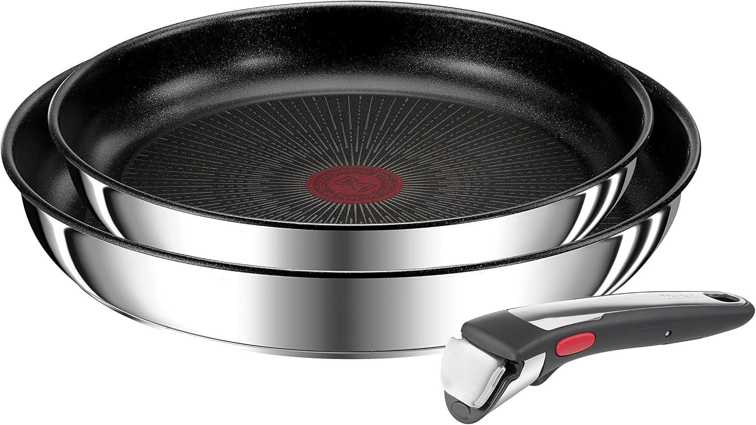 Tefal - Ingenio Preference - 3 poêles empilables, induction, antiadhésif, signal thermique, grand modèle L97490