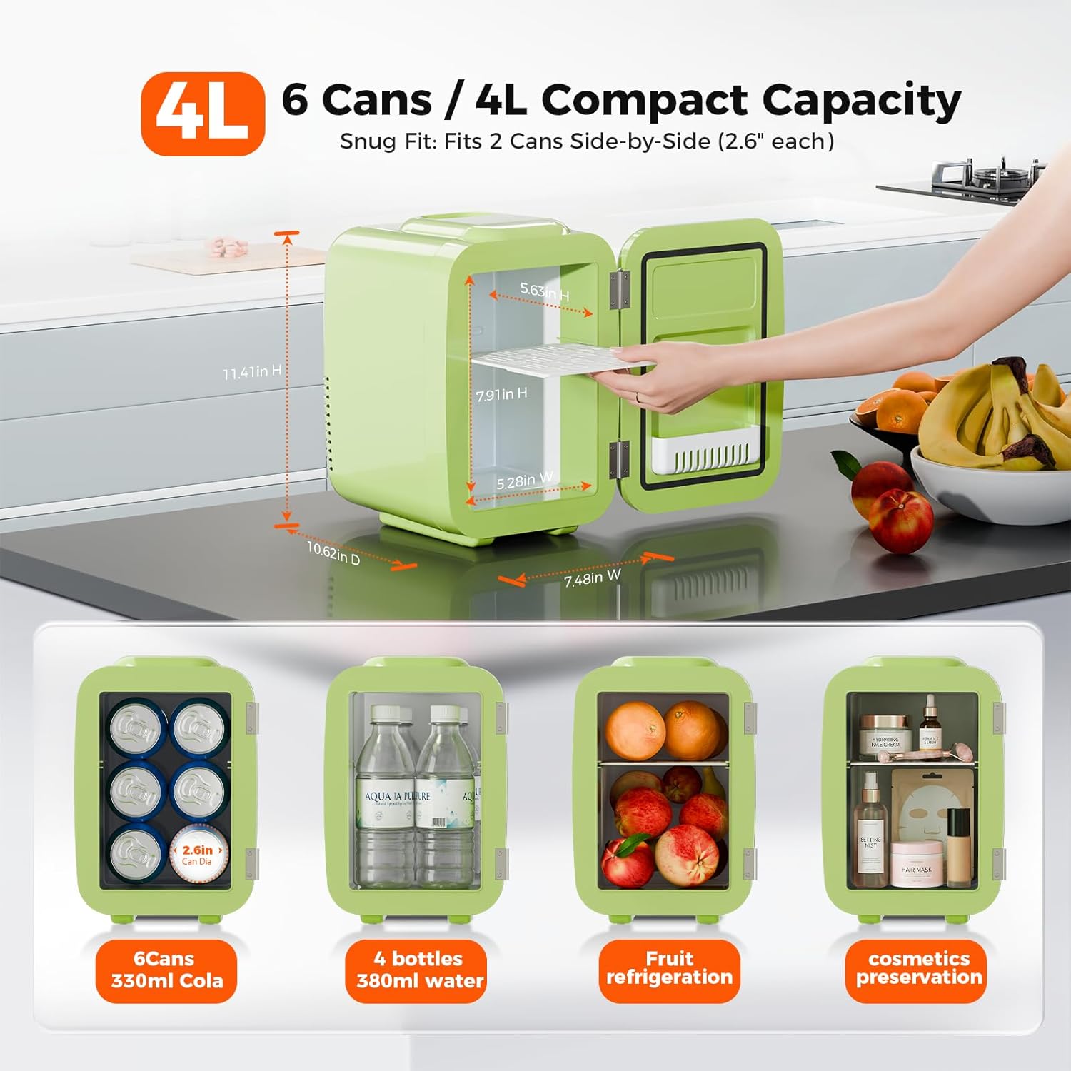 YASHE - mini réfrigérateur 4L - refroidissement/chaud, 220V/12V