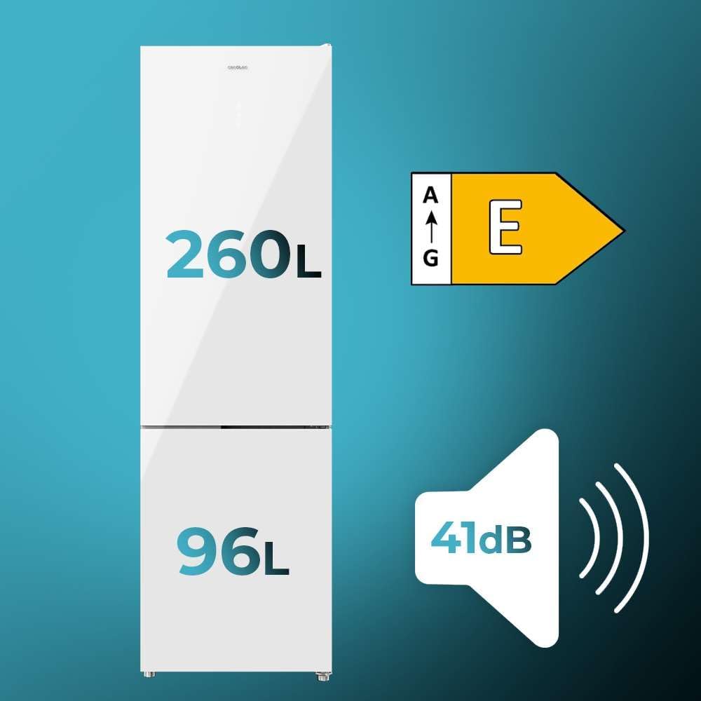 Cecotec - Bolero CoolMarket Combi 356 - 356L - No Frost, Multi Airflow, porte réversible