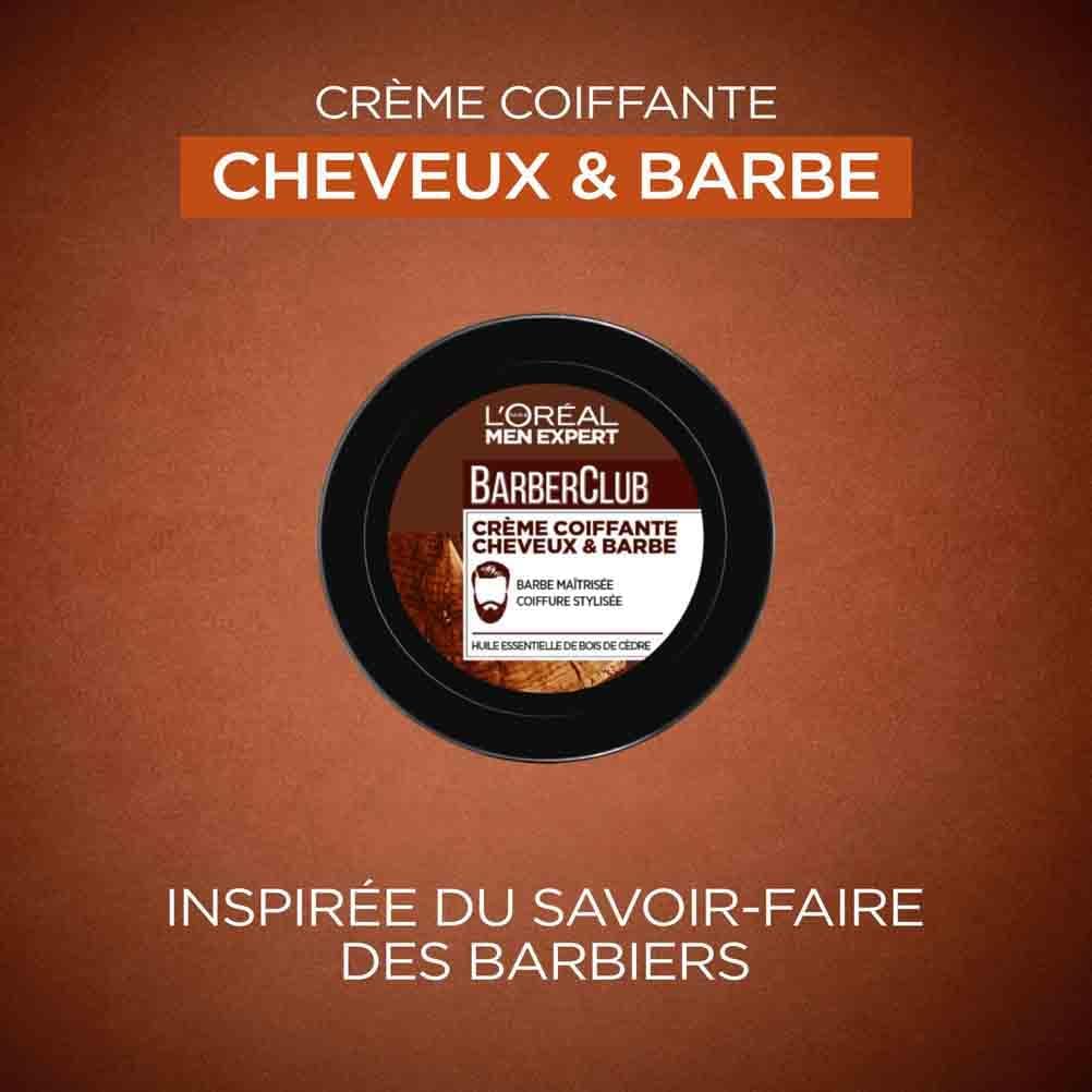 L'Oréal - Men Expert BarberClub - 75ml - crème coiffante cheveux et barbe, huile de bois de cèdre