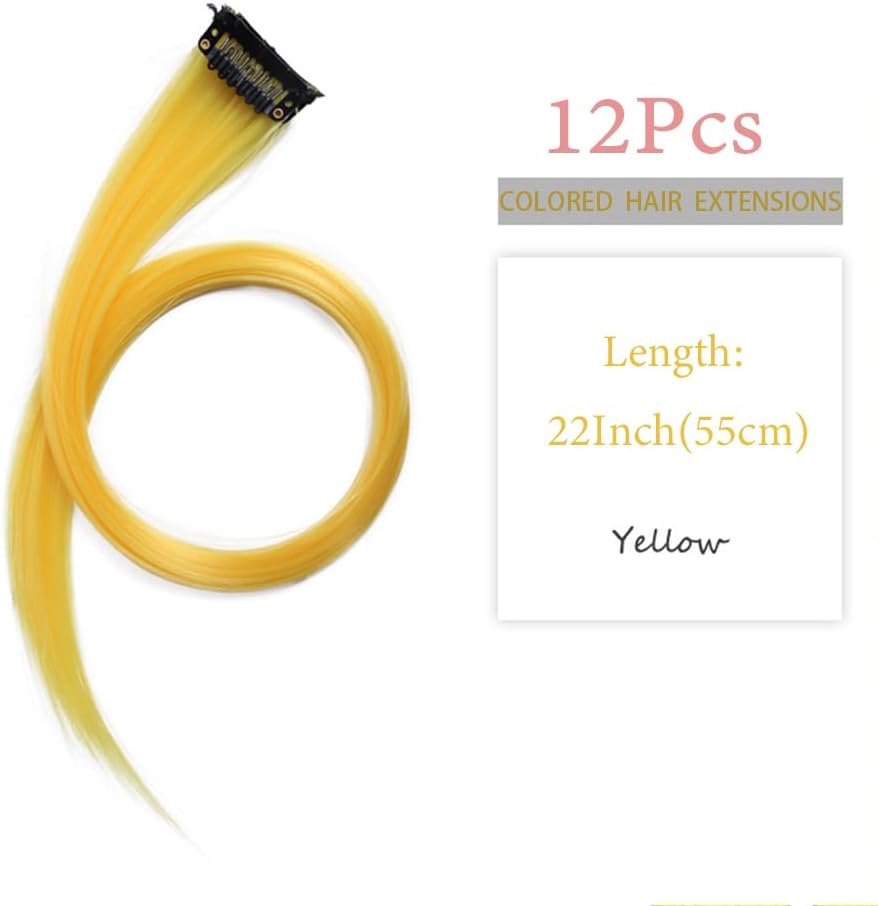Extension de Cheveux - clip coloré jaune 22 pouces synthétique fête