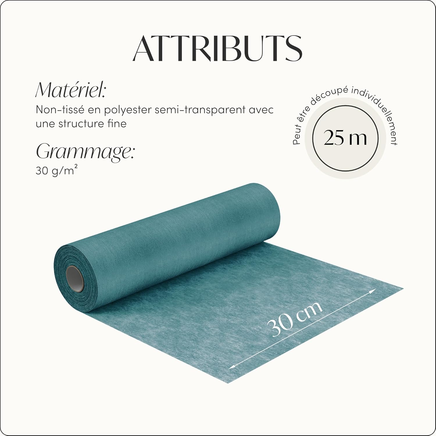 100%Mosel - Chemin de table non tissé - 30x250 cm - bleu pétrole, élégant, occasions spéciales