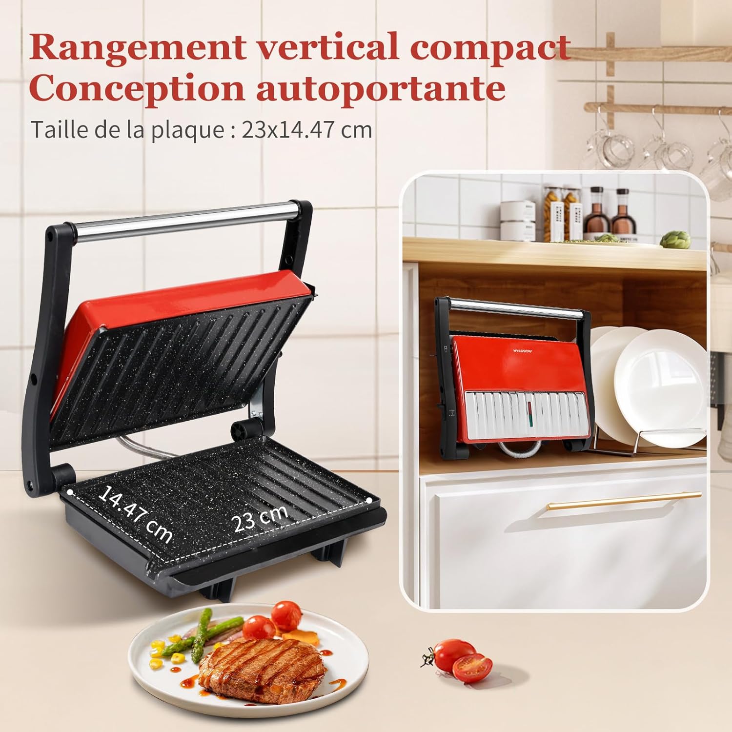 Aigostar - Warme - grille-viande 180° 1000W plaques antiadhésives