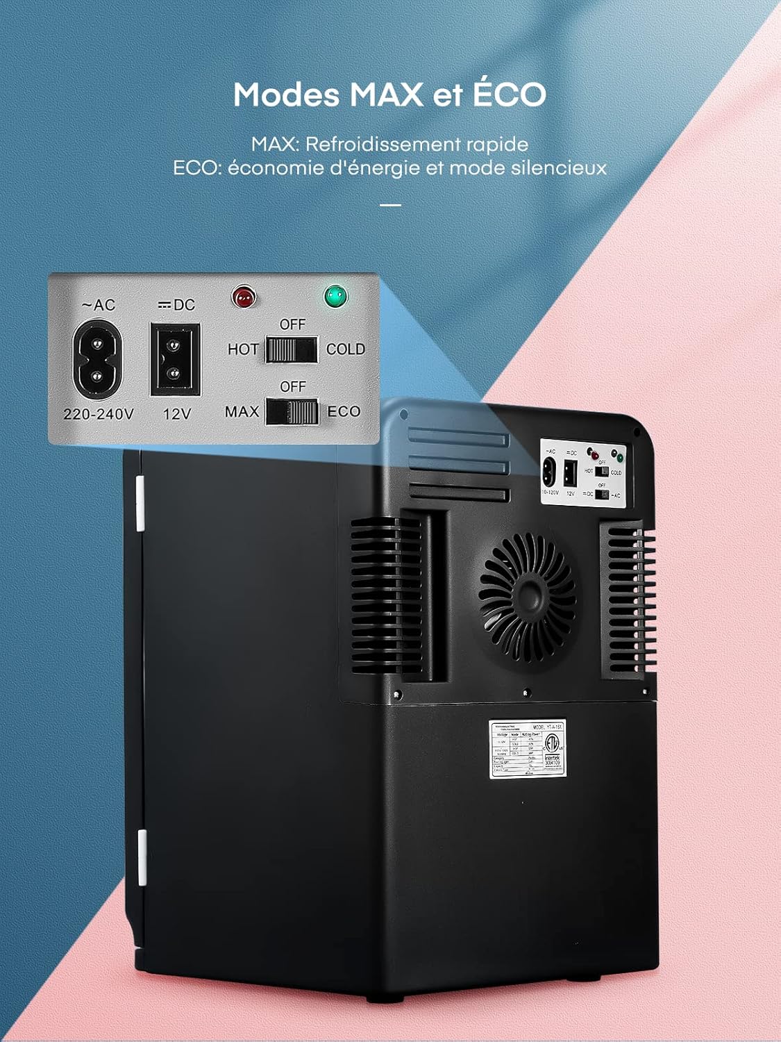 Northclan - Mini Frigo 15L - compact, silencieux, chaud/froid, 21 canettes