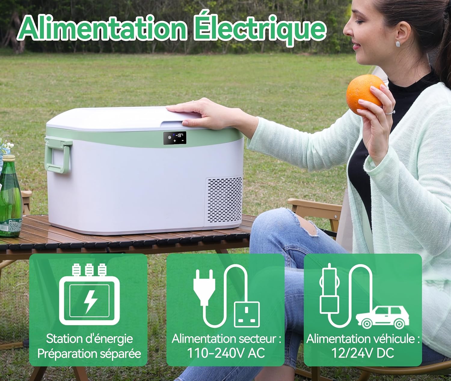 BINGI - glacière à compression 12,8L, -18°C, 12V/24V/220V, portable