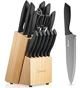 D.Perlla Couteau Cuisine, 15 Pièces Bloc Couteaux Cuisine en Acier Inoxydable, Ensemble de Coutea...