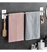 JS Porte-serviettes autocollant Porte-serviettes sans perçage en acier inoxydable Porte-torchons avec 2 crochets...