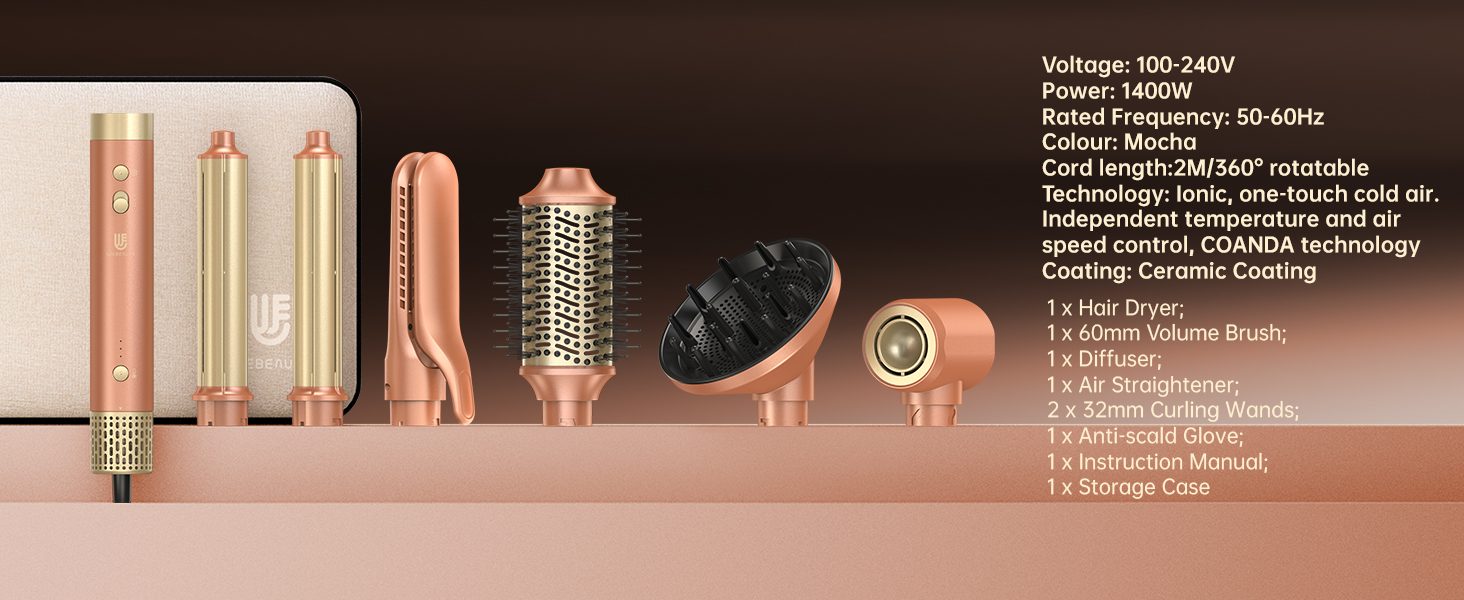 Rangée de produits de beauté ou de soins personnels affichés sur fond de couleur rose/corail avec des récipients métalliques et en verre, montrant divers articles de soin de la peau ou cosmétiques dans un emballage élégant.