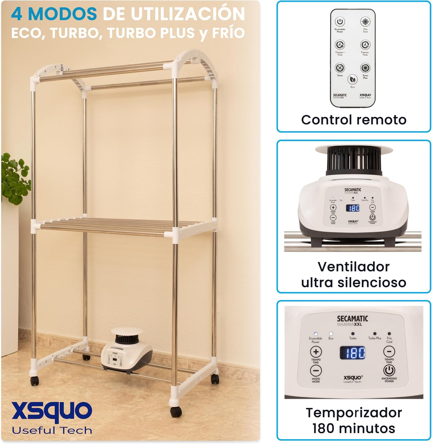 Sèche-linge - capacité 15/30 kg, minuterie 180 min, silencieux, Secamatics Maxima XXL