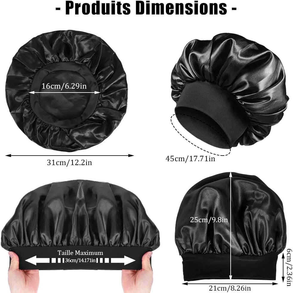 Bonnet satin nuit - soin cheveux - élastique - confort et protection