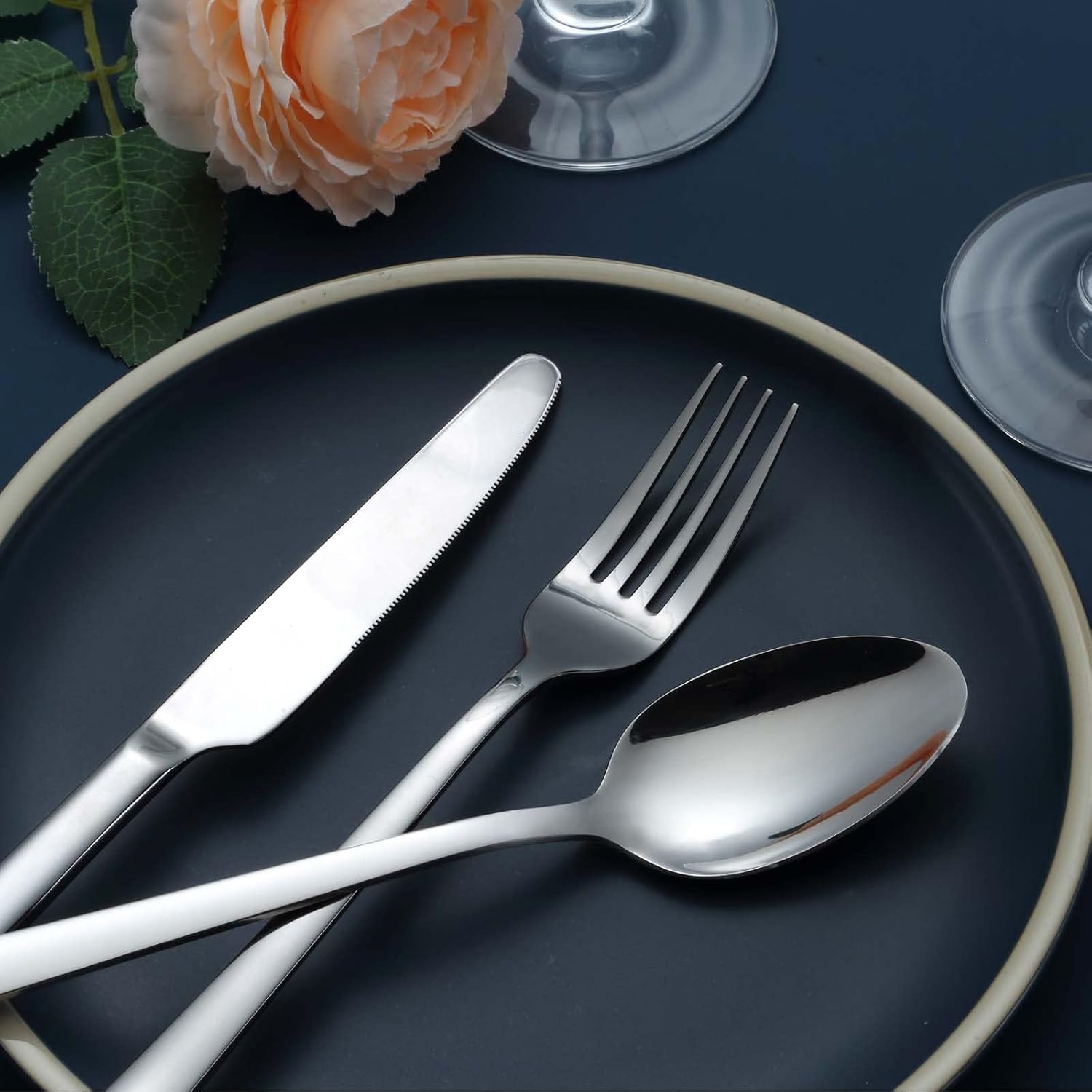 Hunnycook - couverts inox 60 pièces - pour 12 personnes, lavable