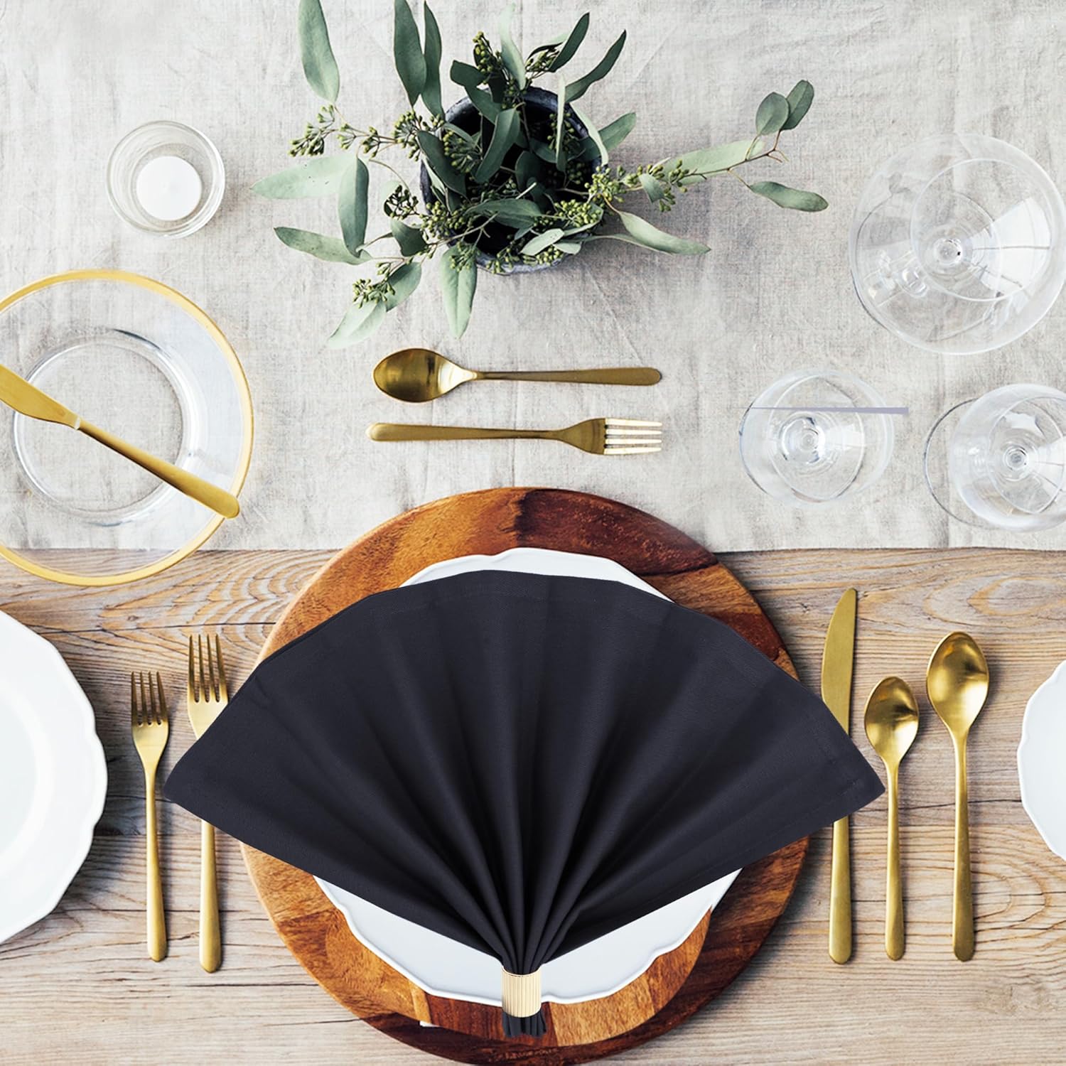 Sweet Needle - serviettes de table 45x45cm - coton épais, coins arrondis, lot de 12